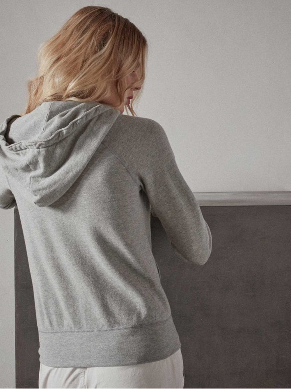 James Perse Vintage French Terry Zip Up Hoodie Size 4 Heather Grey Relaxed Fit - Picture 4 of 10